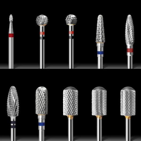 Broca para uñas, fresas de carburo, herramienta artística para manicura eléctrica.